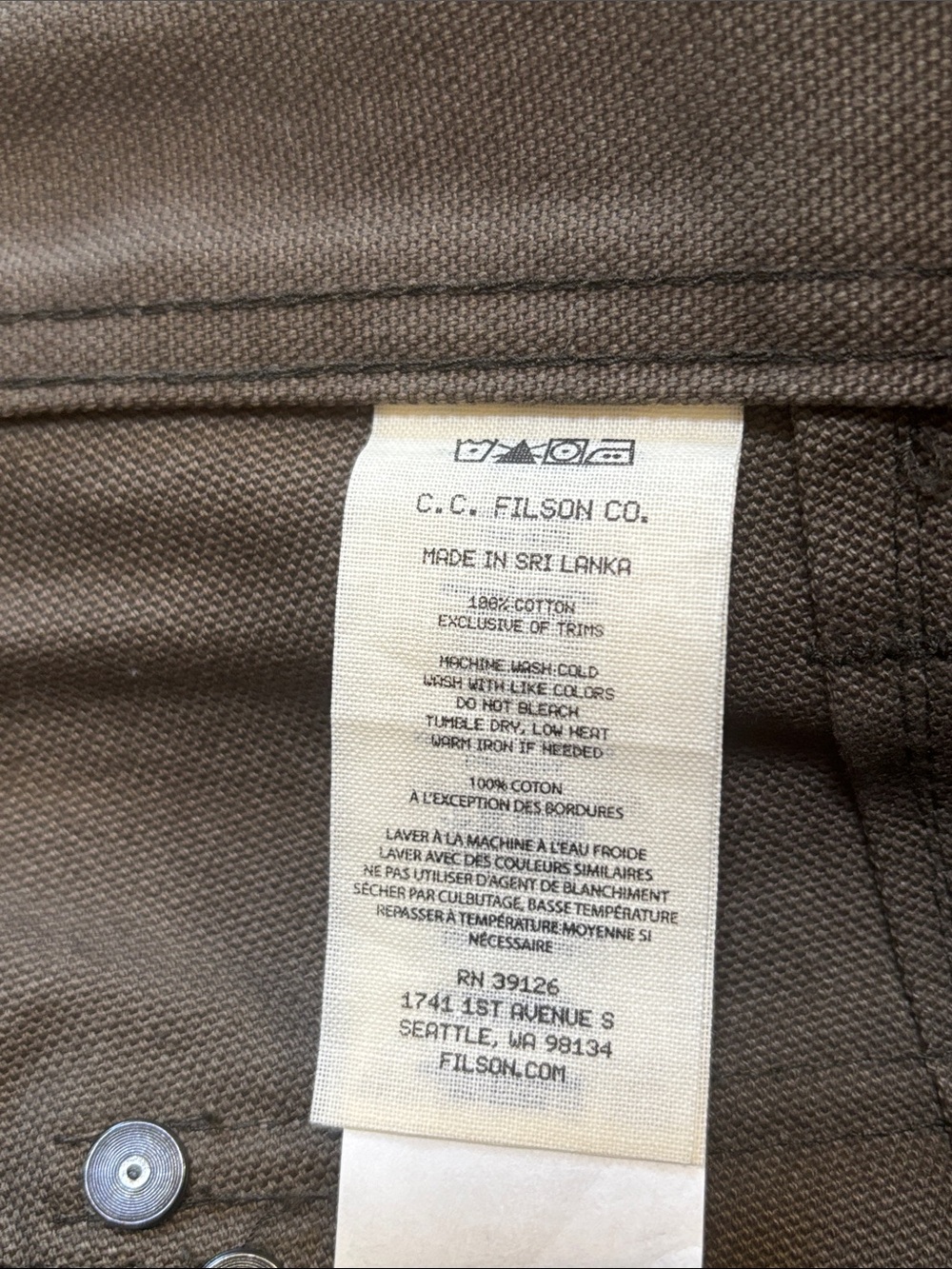 Filson Worksmith Double Layer Pants 34x34 NWOT - Picture 12 of 16